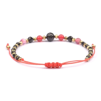 Bransoletka celebrytka czarny TURMALIN AGAT HEMATYT ochrona i odwaga